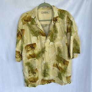 Tommy Bahama Mens 100% Silk Hawaiian Shirt, Yellow, size XL